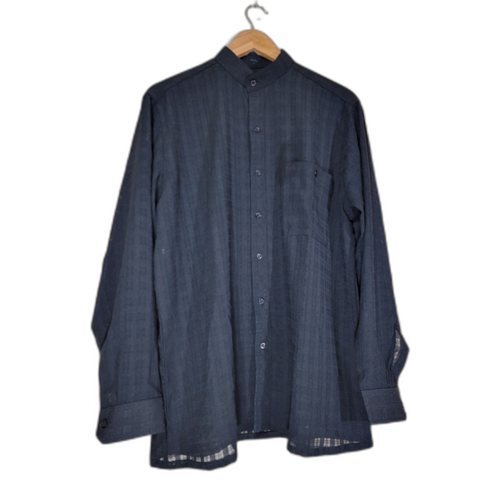 Double Bull Men's Black Sheer Plaid Button Shirt - sz 40